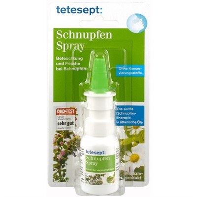 tetesept (тетесепт) Schnupfen Spray 20 мл Спрей для носа с маслами Эвкалипта, Ромашки, Шалфея и Тимьяна