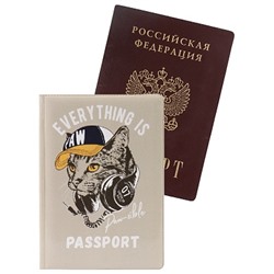Обложка для паспорта "Кот в кепке" (ПВХ)