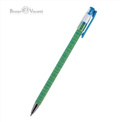 Ручка шариковая синяя 0,5мм HappyWrite Тонкая полоска, металлизированный наконечник, прозрачный колп