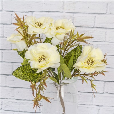 Ветка декоративная Цинии 26 см белые цветы