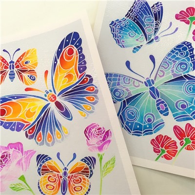 Акварельная раскраска Sentosphere «Цветы и бабочки» 6500