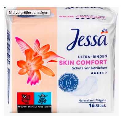 Jessa Ultra-Binden Skin Comfort, 16 St, Джесса Гигиенические прокладки Комфорт, нормал с крылышками , 16 шт