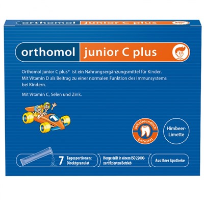Orthomol junior C plus Granulat Himbeer/Limette Ортомол Витамин С плюс для роста и развития детей, гранулированный порошок, 7 шт.