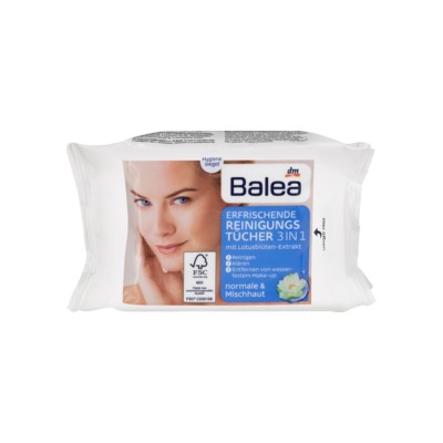 Balea (Балеа) Освежающие Очищающие салфетки 3in1, 25 шт