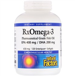 Natural Factors, Rx Omega-3 Factors, 630 mg, 120 Softgels