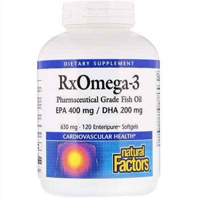 Natural Factors, Rx Omega-3 Factors, 630 mg, 120 Softgels