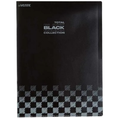 Папка-уголок A4 c 3-мя отделениями TOTAL BLACK (230x310 мм) 180 мкм, непрозрачная черная с дизайно