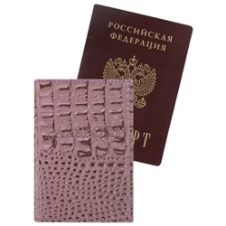 Обложка для паспорта из натуральной кожи, розовый, тиснение конгревное "PASSPORT"