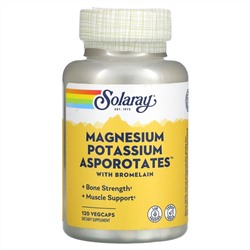 Соларай, Magnesium Potassium Asporotates, аспартат магния и калия, 120 растительных капсул