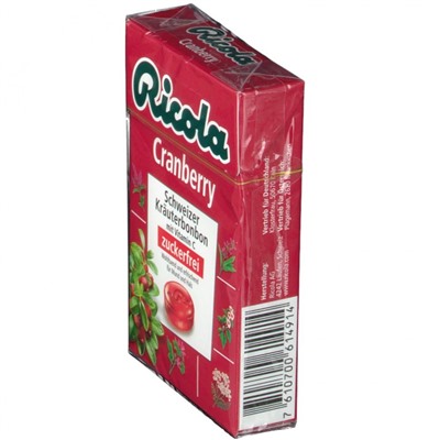 Ricola (Рикола) Schweizer Krauterbonbons Box Cranberry ohne Zucker 50 г