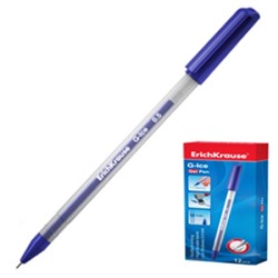Ручка гелевая синяя 0,5мм G-ICE игольчатый пишущий узел, прозрачный корпус "frozen"