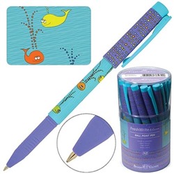 Ручка шариковая синяя 0,7мм FreshWrite Кит, резиновый держатель, колпачок с клипом, цвет пластиковый