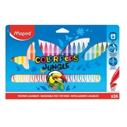 Фломастеры 24цв ColorPeps Jungle, смываемые, вентилируемый колпачок, заблокированный пулевидный нако