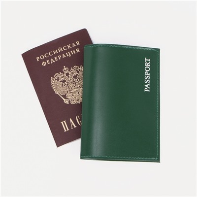Обложка для паспорта, цвет зелёный, гладкий
