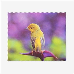 Салфетка для очков S12 "Птичка" 15*18см, цвет жёлто-фиолетовый