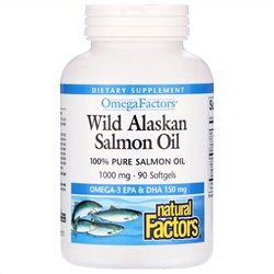 Natural Factors, Wild Alaskan Salmon Oil, 1,000 mg, 90 Softgels