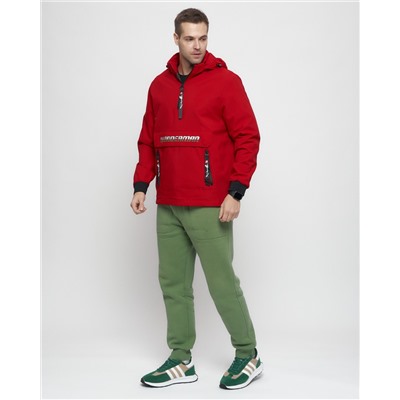 Куртка-анорак спортивная мужская красного цвета 88620Kr