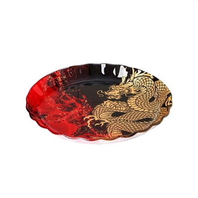 Блюдо стеклянное сервировочное Доляна «Огненный дракон», 19×2,1 см
