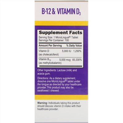 Superior Source, Methylcobalamin B-12 & Vitamin D3, 100 Tablets