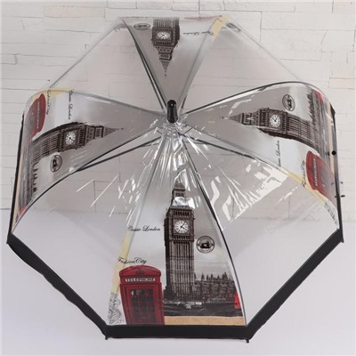 Зонт - трость полуавтоматический «Города», 8 спиц, R = 40 см, рисунок МИКС