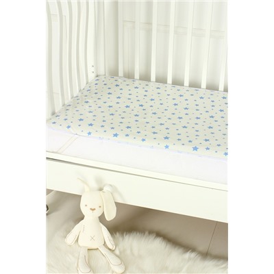 Клеенка на резинках (наматрасник) на детскую кроватку арт. КРМ-120х60/звездочка-голубая