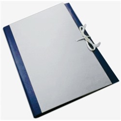 Папка архивная с завязками A4 120мм, бумвинил, частичная оклейка, 4 завязки, складная, синяя
