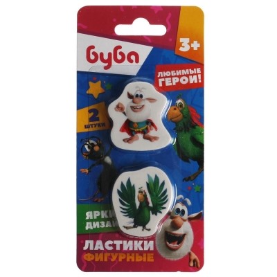 Ластик фигурный Буба, 2 шт в блистере