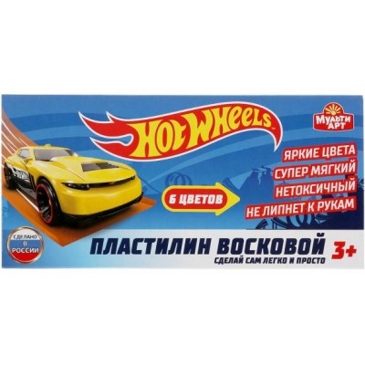 Пластилин 6цв 90г Hot Wheels, неон