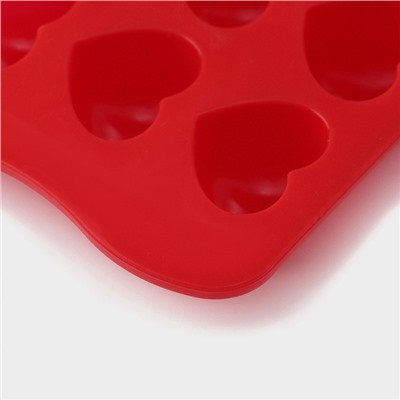 Форма силиконовая для льда и кондитерских украшений Доляна «Сердечки», 20,5×10 см, 15 ячеек, цвет МИКС