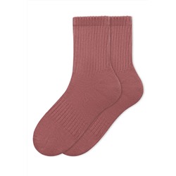 Женские носки в рубчик, цвет терракотовый
