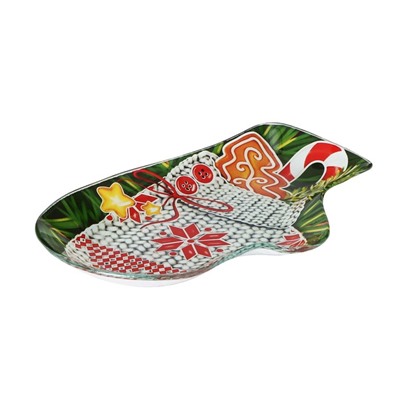 Блюдо стеклянное сервировочное Доляна «Рукавица. Подарки», 22,5×14×2 см