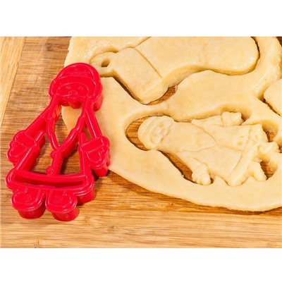 Форма для печенья «Дед Мороз», вырубка, штамп, 10×6 см, цвет красный