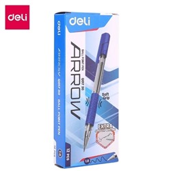 Ручка шариковая синяя 1,0мм 2шт Arrow, пулевидный узел, резиновая манжета, прозрачный корпус, металличес