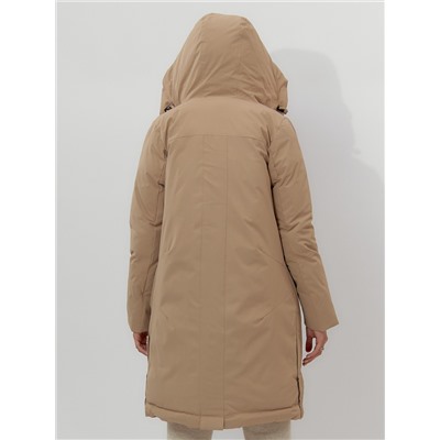 Пальто утепленное женское зимние горчичного цвета 112209G