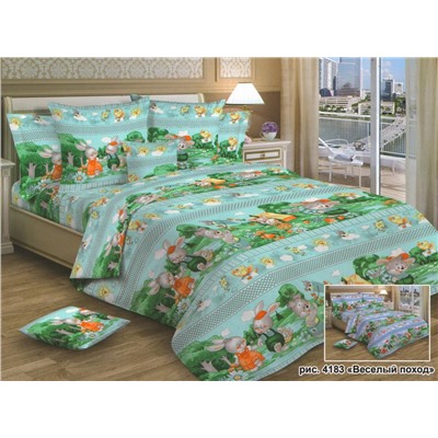 Постельное  белье в  детскую кроватку из  бязи Набор бязь 054 зеленый