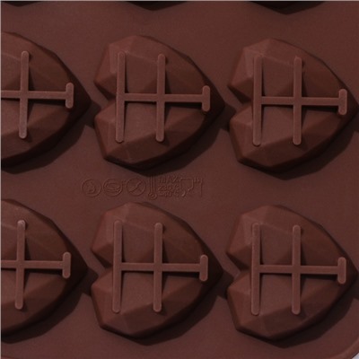 Форма силиконовая для льда и кондитерских украшений Доляна «Холодное сердце», 15 ячеек, 20,5×10×1,5 см, цвет шоколадный
