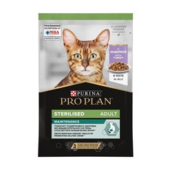 PURINA Pro Plan корм для стерилизованных кошек и кастрированных котов Индейка в желе 85г