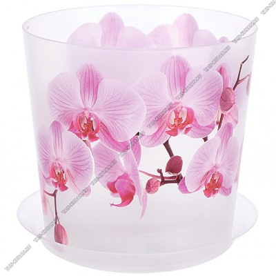 Кашпо 2,4л "Розовая орхидея" d15 h16см,с поддон.(3