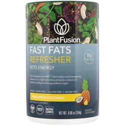 PlantFusion, Fast Fats, освежающая добавка, для людей, соблюдающих кетодиету, ананас и кокос, 254 г