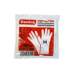 Перчатки одноразовые П/Э  Donini  (стандарт) 50 пар /100шт*100уп/ "M"  (10000шт)