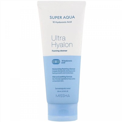 Пенка увлажняюшая с гиалуроновой кислотой Missha Super Aqua Ultra Hyalron Cleansing Foam