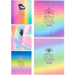 Тетрадь 48л. Клетка МАГИЯ СИМВОЛОВ (цветная мелованная обложка, 5 дизайнов в спайке, софт-тач)