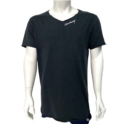 Черная мужская футболка K S C Y с белым принтом  №503