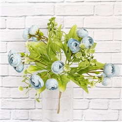 Ветка декоративная Камелия Душенька 28 см голубые цветы