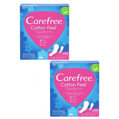 Carefree Slipeinlage Cotton Feel Flexiform mit Frischeduft, 112 St, Карефри Ежедневные прокладки Флексиформ с ароматом свежести, 56шт, 2 упаковки (112шт)