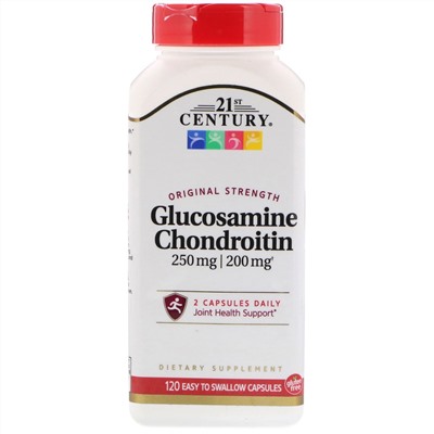21st Century, Glucosamine 250 mg  Chondroitin 200 mg, Original Strength, 120 Easy to Swallow Capsules
