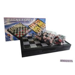 Шахматы, шашки, нарды, 3 в 1, пластик, на магните (24х13х3.5 см) в коробке