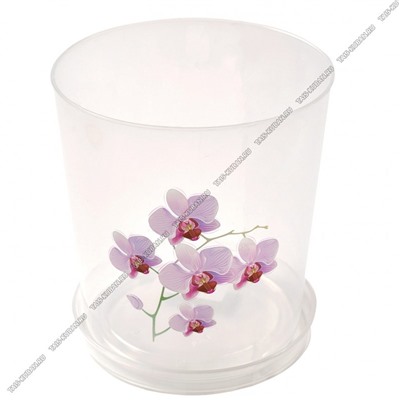 Кашпо 1,8л "Орхидея розовая" d14 h15см,с поддон.(3