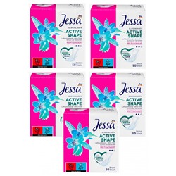 Jessa Slipeinlagen Active Shape Frischeduft 50 St, Джесса Прокладки ежедневные со свежим ароматом 50 шт, 5 упаковок (250 штук)