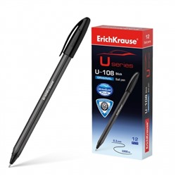 Ручка шариковая чёрная 1,0мм U-108 Original Stick Ultra Glide Technology, трёхгранная, игольчатый пи